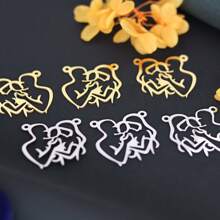 Set de 3 dijes con corazón romántico de acero inoxidable para mamá e hijo, accesorios para hacer joyería, collares, pulseras, colgantes y manualidades DIY