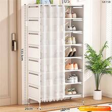 Multi-Tier Dust-Proof Shoe Rack, Multifunctional Assembly Shoe Organizer With Curtain, For Dorm Bedroom