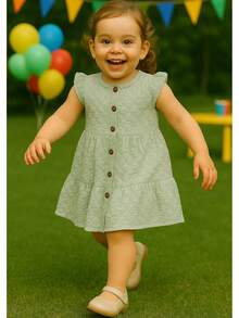 Vestido de niña en color menta y coral en talla 1Y, 2Y, 3Y y 3XY - verde menta - Ver 1