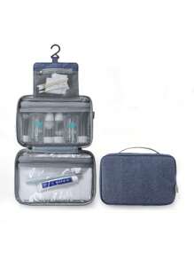 Bolsa de Higiene de Gancho Pendente com Grande Capacidade, Bolsa de Maquiagem À Prova D'água Dobrável, Organizador de Viagem, Bolsa Cosmética, Bolsa de Maquiagem, Bolsa de Viagem de Higiene, Bolsa de Armazenamento de Maquiagem para Mulheres, Bolsa de Armazenamento de Maquiagem e Lâminas, Organizador de Maquiagem Multifuncional para Praia, Férias, Negócios, Materiais Escolares para Estudante, Trabalhador de Escritório