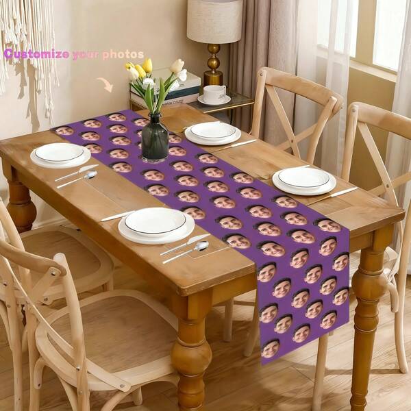 [1 chemin de table personnalisé] Avec des éléments de design de visage personnalisables, il convient aux décorations pour les fêtes, la Saint-Valentin, Noël, les célébrations du Nouvel An, les anniversaires, les mariages, les expositions et les restaurants.