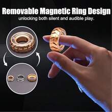 Motorcycle Tire Fidget Ring, EDC Stainless Steel Magnetic Fidget Slider, Stress Anxiety ADHD Relief - Gold - View 2