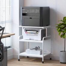 Large Printer Stand With Storage Shelf 23.6 W X 18.9 D Printer Cart With Wheels 3 Tier Mobile Printer Table For Home Office Stands For Printer Heat Pr Scanner Fax White - White - View 8