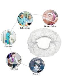 100 piezas Gorros de ducha desechables tipo bouffant, de tela no tejida, adecuados para trabajadores de servicios de alimentos, salones, cocinas