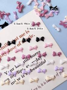 20/40pcs Mini Faux Pearl Bow 3D Resin Small Bow Decorations, Cute Fairy Style Nail Art Stickers, DIY Handmade Decor For Long/Short False Nails, Multi-Color Suitable For Various Occasions, Nail Art Tools Nail Supplies - Multicolor - View 5