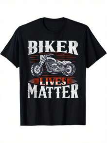 % Cotton Motorcyclist Lives Matter Motorcycle Rider Men's-Shirt - Black - View 1