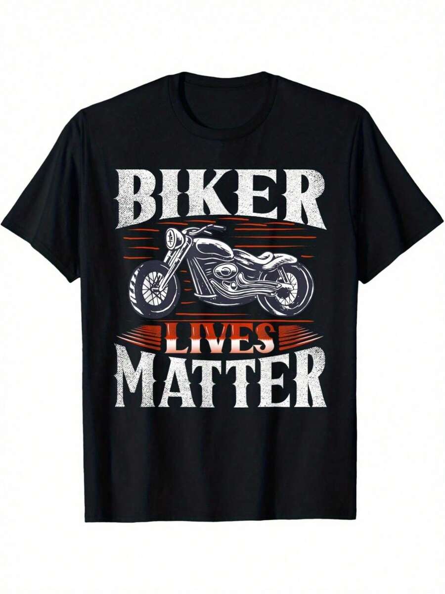% Cotton Motorcyclist Lives Matter Motorcycle Rider Men's-Shirt - Black - View 1