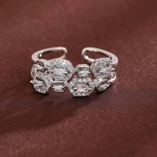 1 Stück verstellbarer geometrischer Hexagon Design Cubic Zirkonia Ring für Frauen
