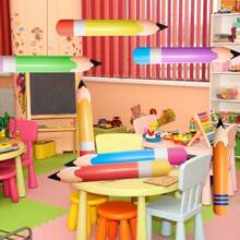 6 pièces Ballons de crayon gonflables géants, combo multicolore pour décoration de fête de rentrée scolaire, fournitures de suspensions, accessoires photo, cadeaux d'anniversaire, décoration de salle de classe, accessoires de fête de piscine d'été