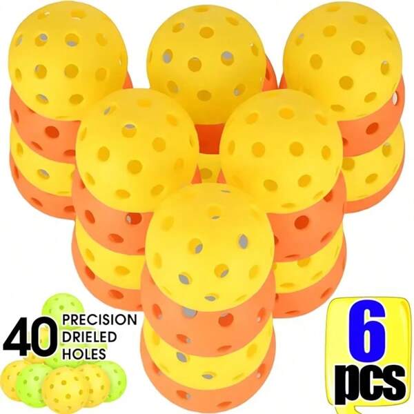 6 Stücke/12 Stücke gelbe/orangefarbene Pickleball Bälle, Innen- und Außenbereich, USAPA-zugelassen, ideales Gewicht & präzise verarbeitet, 40 Loch Design, offizielle Pickleball Größe