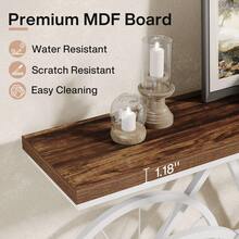Tribesigns 70.9-Inch Extra Long Console Table, Narrow Sofa Table With Bicycle Metal Base, Modern  Industrial Entryway Table Behind Couch Table For Living Room, Hallway, Entrance, Foyer, Rustic Brown And White - 質樸的棕色和白色 - 查看 5