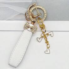 Bowtie & Sakura Duo! 1 Alloy Metal Leather Strap Keychain, Hang Car Keys, Door Keys, Bags – Stylish & Practical!