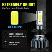 2pcs H4 LED Headlight Bulbs For Car H1 H4 H7 H11 9005/9006 HB3 HB4 Led Bulb 12V 50W Auto Led Fog Light Drving Headlamp 6000K, Without Battery
