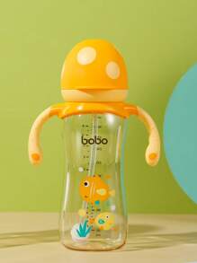 1pc Baby PPSU Bottle, Wide Mouth Mushroom Head Milk Bottle With Handle, Suitable For Babies 12 Months+, 11.2OZ/330ML