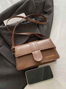 优质PU翻盖纯色手提方形包，简约通勤斜挎包，小容量纹理立体手提包。适合购物、钱包、学生、年轻女性、办公室女性。非常适合办公室、大学、工作、商务、通勤、户外活动、旅行和野餐。