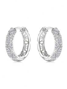 XUJIA 1 par de brincos de prata esterlina 925 para mulheres, brincos de argola de moissanita brilhantes com 0,9 mm e 0,8 mm, brincos de moissanita para mulheres, brincos da moda, joias, presentes com certificado GRA