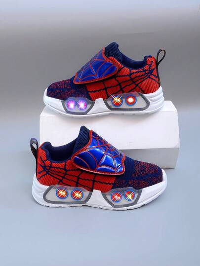 1 Coppia Di Scarpe Da Ginnastica Traspiranti Con Ragnatela A LED Luminosa, Adatte Per Ragazzi E Ragazze - Casual, Ammortizzanti, Antiscivolo Per Uso all'aperto Durante Tutto L'Anno Per Corsa E Passeggio