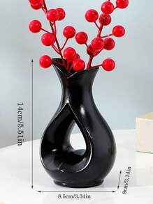 1pc White & Black Plastic Vase, Artificial Dried Flower Vase, Unbreakable Small Vase, Floral Arrangement Vase, Simple Decor For Living Room, Dining Table, Wedding, Valentine"S Day