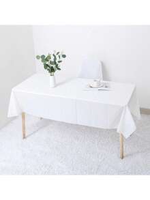 1/3/10pcs Premium Plastic Tablecloth, Decorative Rectangle Disposable Table Cover, Plastic White Table Cloths For Parties, Events & Weddings, Indoors Outdoors, Party Decor - White - View 6