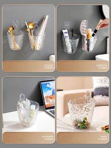 2个/1个悬挂式收纳盒，迷你冰川图案收纳盒，壁挂式浴室收纳盒，学生桌面笔筒，化妆刷收纳桶，眉笔收纳桶，湿巾和化妆湿巾收纳盒，口红收纳盒；粉扑和化妆蛋收纳盒；化妆品分类盒，适用于浴室、校园宿舍、卧室 - 彩色 - 查看 11