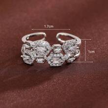 1 Stück verstellbarer geometrischer Hexagon Design Cubic Zirkonia Ring für Frauen