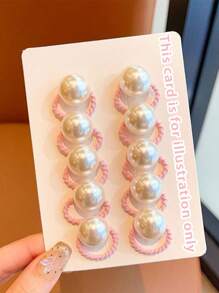 30pcs/10pcs Faux Pearl Heart & Star Shaped Hair Ties For Girls Student, Suitable For Daily Use Fashionable And Sweet Girl Decoration Hair Accessories