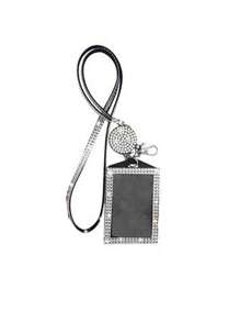 Fashionable Rhinestone Lanyard For Women - Elegant, Retractable ID & Key Holder With Sparkly Crystal Design Metal Clasp,Creative Portable Badge Holder