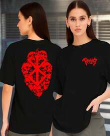 Unisex T-Shirt 100% Cotton Berserke Anime Manga Medieval Geek Guts Skull Streetwear - 黑色 - 查看 2