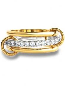 2025 Nieuwe roestvrijstalen 3-ring 4-ring kubieke zirkonia elegante cocktailparty- en vakantiering