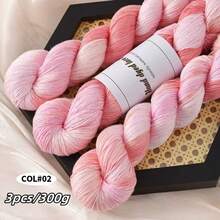 3 pezzi, 300 g, filato di pizzo fatto a mano tinto per l'estate, filato di pizzo colorato, filato fine estivo, filato di seta, adatto per magliette a maniche corte, scialli a uncinetto, lavorazioni a maglia, varie opzioni di colore - 3 pezzi di pizzo tinto a mano - Visualizzare 18