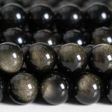 1 de cuentas sueltas de obsidiana negra natural de 6/8/10mm, piedra curativa, para hacer joyas, cuentas de energía para DIY de pulseras y collares - Negro - Ver 1