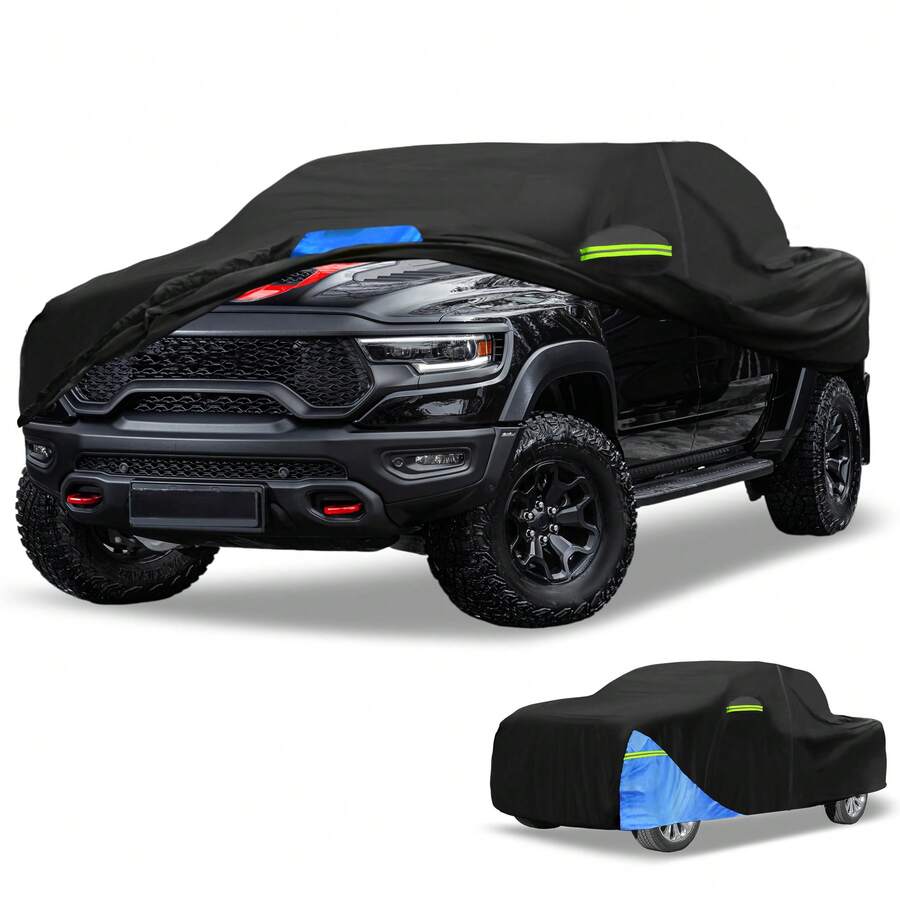 Car Cover Waterproof All Weather 210D, UV Sun Rain Protection, With Left Side Zipper - Black Blue for Dodge for Ram - View 1