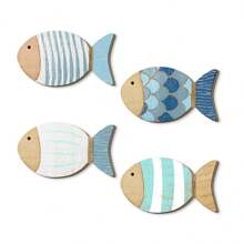 1Pc/4Pcs Cute Wooden Tropical Fish Wall Decor,Mini Beach Nautical Coastal Theme Fish Wall Art Wood Fish Wall Art Lake House Ocean Decor Vintage Ornaments For Home Bathroom Bedroom(DIY Paste) Room Decor Bedroom Decor Home Decor