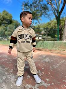 Conjunto de Inverno Moda Infantil Masculina – 2 Peças com Moletom, Blusa e Calça | Look Confortável Juvenil 02 AO 14 Anos. - Bege - Visão 11