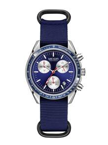 MEGIR MEGIR Luxus Quarz Uhren für Herren, Leinwand Armband, Sport Lässig Chronograph, leuchtende, wasserdichte Herren Armbanduhr mit Datum und 24-Stunden-Anzeige 2247