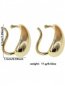 1 Pair Geometric Smooth Versatile Elegant Style Clip-On Earrings For Women - Yellow Gold - View 2