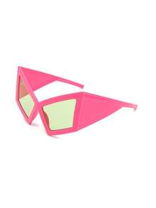 feye 1副个性化超大框猫眼时尚眼镜，欧美个性化嘻哈海滩配饰，玫瑰红派对时尚眼镜，波西米亚风万圣节海滩配饰，女士眼镜時尚眼鏡，秋冬必备单品，商务休闲装，夏季海滩度假、户外活动、旅行、节日必备 - 玫紅色 - 查看 3