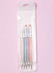 Nail Art Brushes, 5pcs Nail Liner Brushes Double-Ended Acrylic Nail Brush Nail Art Striping Nail Dotting Drawing Tool For Long Lines,Thin Details, Fine Drawing, Delicate Coloring, Elongated Lines Brushes And Nail Dotting Pens For French Nail Tip