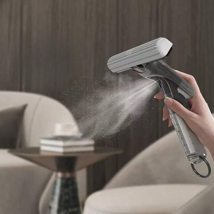 Mopa rociadora 2 en 1 con almohadillas de microfibra - Limpiador de pisos multiusos liviano para baldosas/madera, herramienta de limpieza de secado rápido para cocina, baño y vidrio, mopa de escritorio compacta con cubeta exprimible.