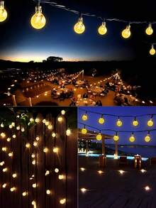 100 LED Solar Crystal Ball String Lights With 8 Lighting Modes - Warm Yellow Glow For Halloween, Christmas, Garden, Yard & Party Decorations, IP44 Solar-Powered Outdoor Decor, 20/50LED Options, Intelligent Light Strip, Perfect For Bar Tent & Camping Setup, Garden Lights Decorative Lights Solar Lights, Lights For Decoration