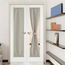 Local Warehouse- Door Curtain Panel, Grey French Door Curtains Blackout Thermal Insulated Curtain Sidelight Privacy For Window/Living Room/Doorways/Classroom (25W By 72L Inches, 1 Panel) - 自然的 - 查看 1