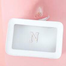1pc Customizable Leather & Transparent Waterproof Cosmetic Bag, Personalized A-Z Initial Travel Organizer, Great Gift For Friends, Girlfriend, Mother