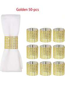 10/30/50 pezzi Anelli portatovaglioli con strass scintillanti, anelli portatovaglioli in oro e argento con diamanti lucidi, complementi decorativi di alta qualità, per anniversari, compleanni, Ognissanti, Natale, decorazione di stanze, tavoli, casa per vacanze, feste, matrimoni e cene, aggiungere brillantezza a ogni occasione speciale.