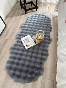 1pc Beige Wave Shape Plush Fabric Decorative Carpet, Soft Washable Fluffy Cozy Warm Material, Suitable For Room, Bedroom, Living Room,Fall Decor,Autumn Decor,Room Decor