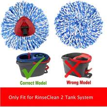 nuevoYWSHF - Juego de 3 cabezales de repuesto para fregona de tanque Ocedar RinseClean 2, cabezales de repuesto de microfibra para limpiar todos los suelos de superficie dura - Paquete de 3 trapeadores - Ver 2