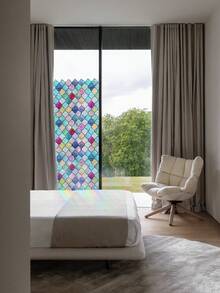 1片彩色玻璃窗膜，彩虹门隐私膜静电吸附窗膜装饰窗贴隔热防紫外线，适用于家庭和办公室 - 窗户隐私膜 - 窗膜 - 100%隐私窗膜 - 汽车配件窗户隐私膜窗贴 - A - 查看 9