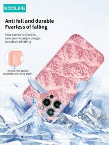 Ocean Koolife 1 Pc Wavy Pattern Embossed Liquid Silicone Soft Phone Case, Anti-Drop Protective Cover With Card Slot Compatible With IPhone Apple 16/16 Pro/16 Plus/16 Pro Max/15 Pro Max/15 Pro/15 Plus/14 Pro Max/13 Pro Max/13 Pro/12 Pro Max/11 - Pink - View 2