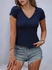 Women's Fashion T-Shirts - Elegant Summer Tees In 2-Pack And 3-Pack Options, Multiple Color Combinations For Stylish Outfits - 灰加寶藍 - 查看 4