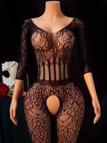 A Sexy Lingerie, Women's Sexy Skeleton Long-Sleeved Fishing Net Halter Leotard, A Must-Have For Fashion Lovers,Lingerie For Women,Sexy Lingerie For Women Naughty Outfits,Hand Washable,Lingerie For Women