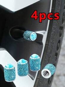 4pcs/Set Sparkling Tire Valve Caps, Handmade Crystal Tire Caps, Universal Car Tire Valve Caps With Shiny Rhinestones For Cars, SUVs, Motorcycles, Bicycles, Trucks